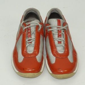orange prada sneakers